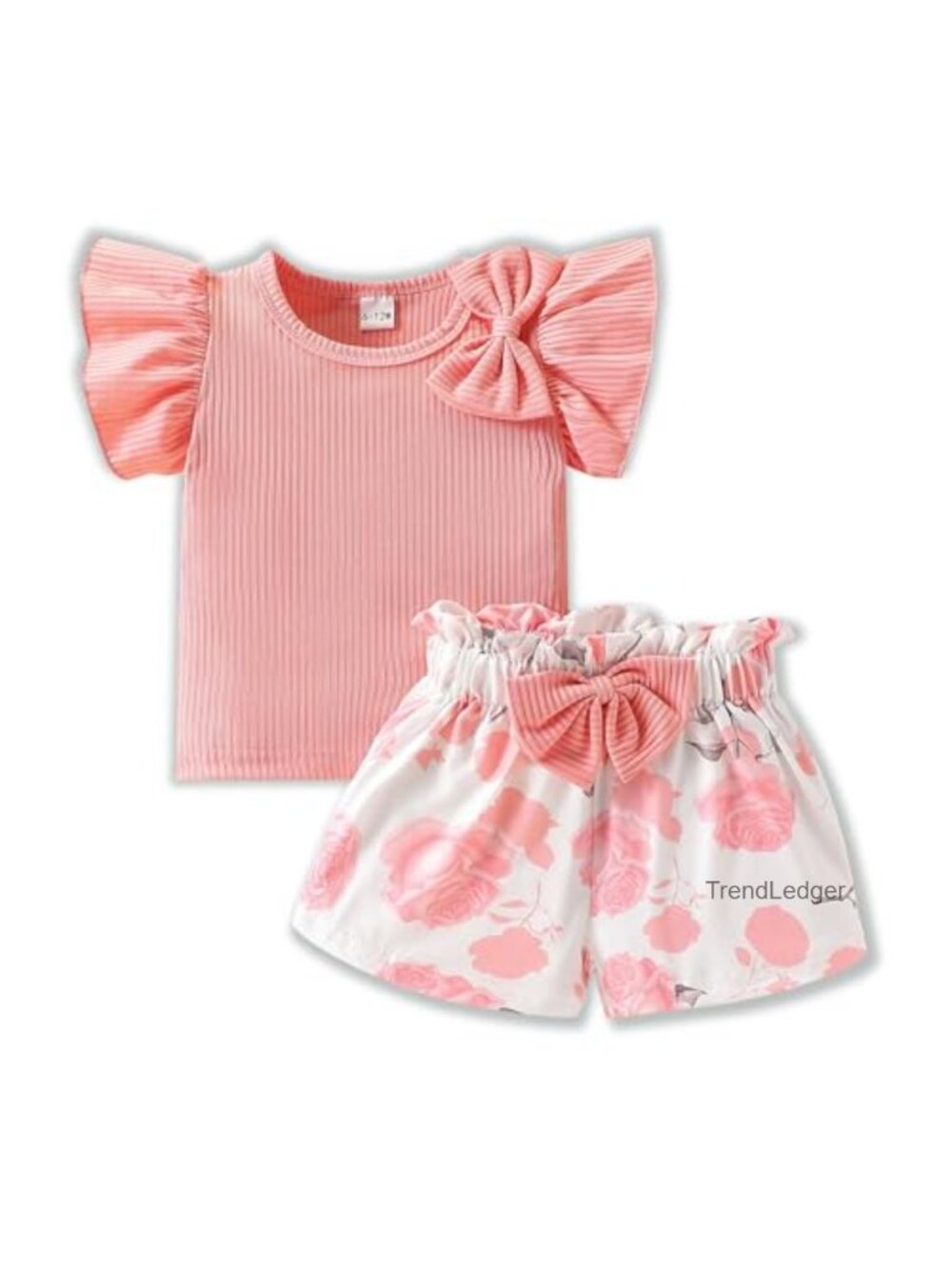 Toddler Girls 2pc Cotton Poly Cap Sleeve Top & Shorts Outfit Set